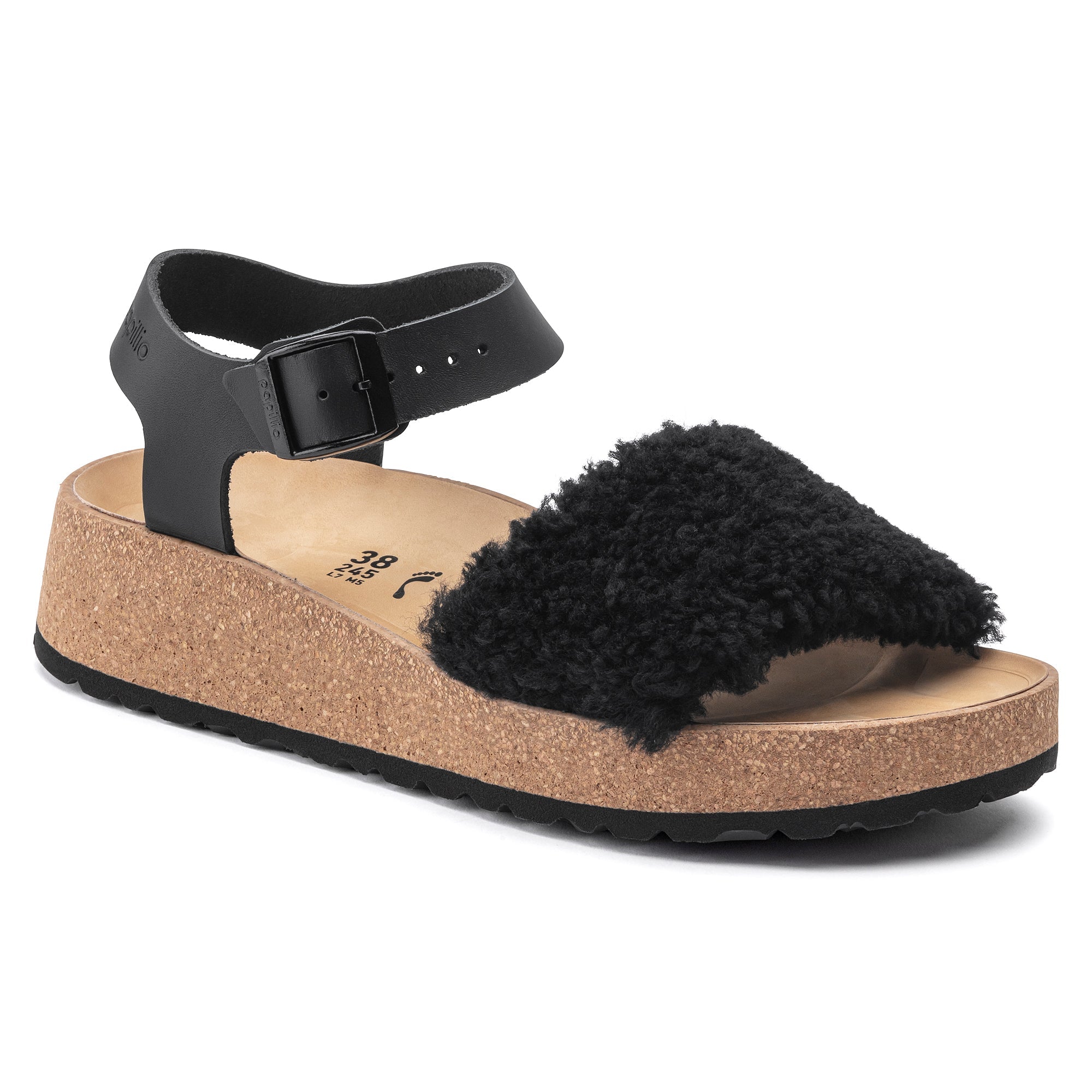 Glenda Leather Shearling Teddy Black Birkenstock Midtown