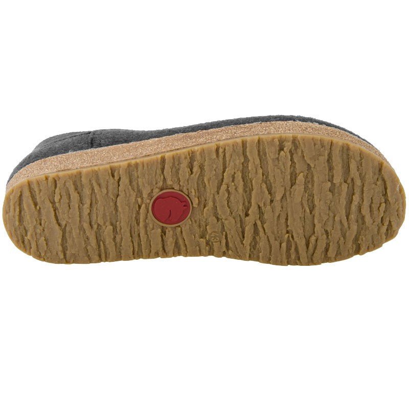 Grizzly Leather Heel | Charcoal - Slipper - Haflinger