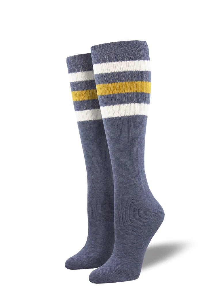 High Roller Stripe | Knee High | Denim Heather - Socks - Socksmith