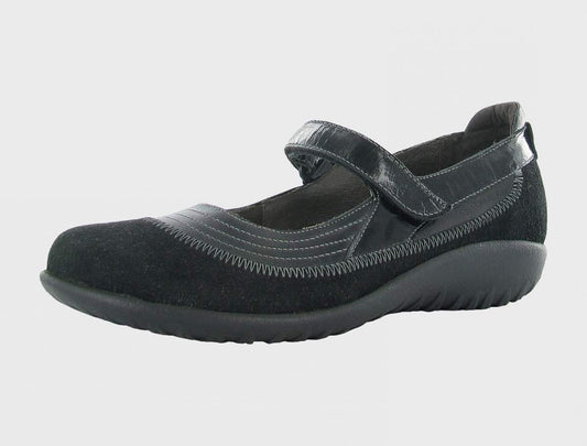 Kirei Wide | Black Madras/Black Suede/Black Patent - Shoe - Naot