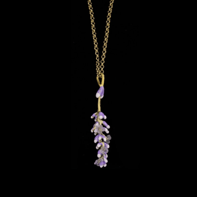 Lavender | 22" Pendant Necklace | Bronze/ Cast Glass - Necklace - Michael Michaud
