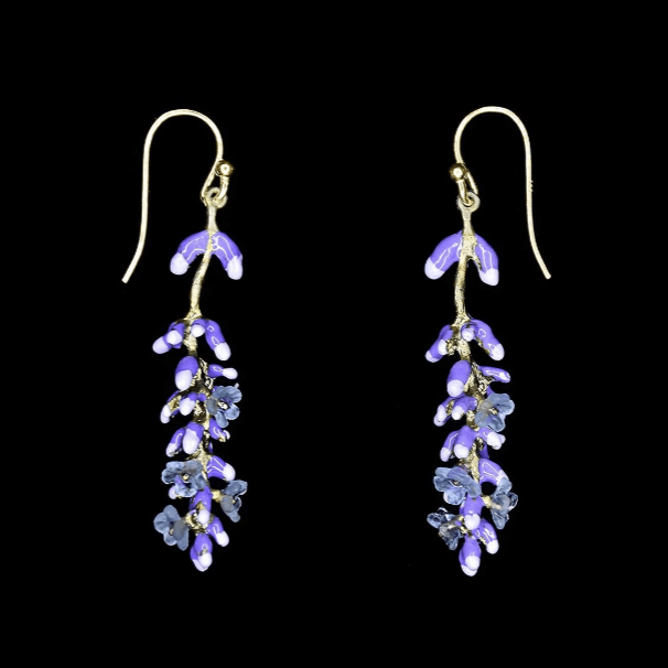 Lavender | Wire Earring | Bronze/ Cast Glass/ Enamel - Earring - Michael Michaud