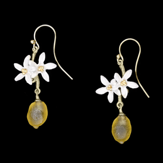 Lemon Drop Flower Earring | Bronze/Cast Glass - Earring - Michael Michaud