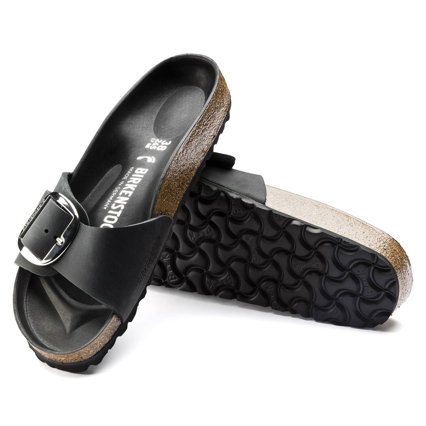 Madrid Big Buckle | Oiled Leather | Black - Sandals - Birkenstock