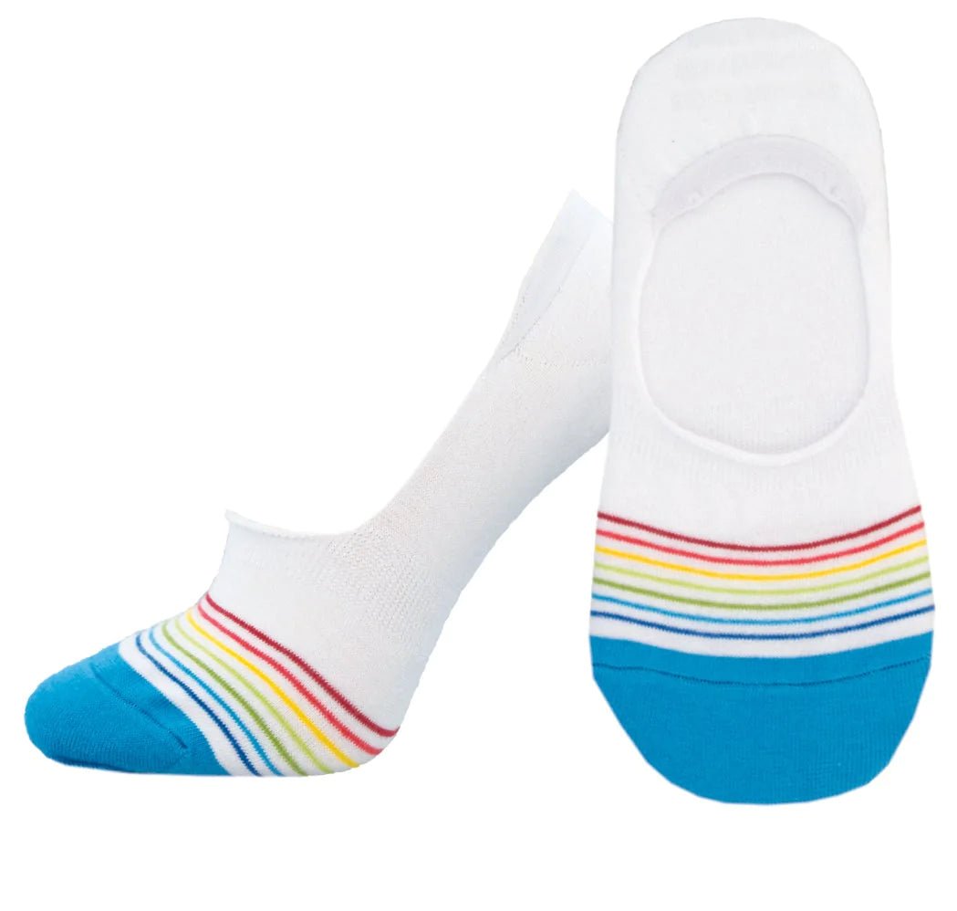 Multi-Stripe No-Show Liner | White - Socks - Socksmith