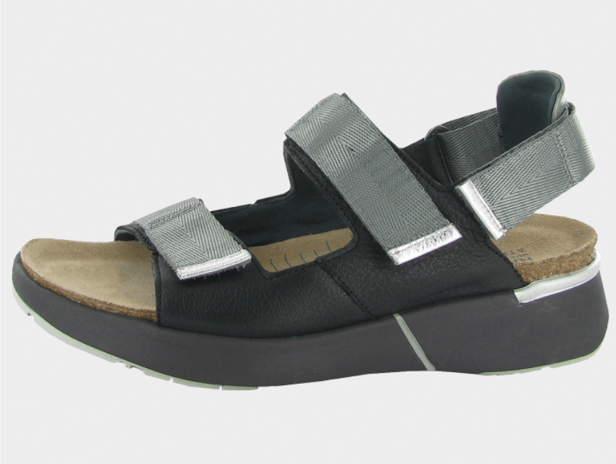Odyssey | Leather | Black/Silver - Sandals - Naot