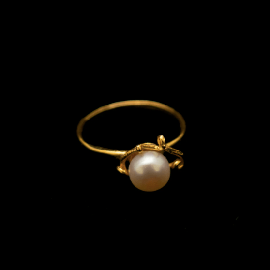 Pea Pod Single Pearl | Adjustable Ring | Gold Plate/ White Pearl - Ring - Michael Michaud