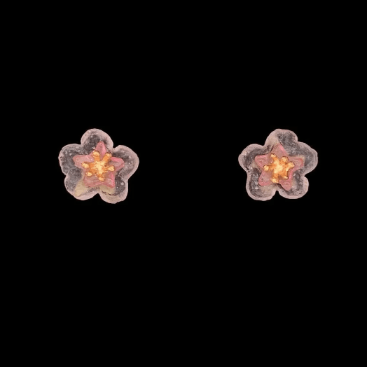 Peach Blossom | Dainty Post Earring | Bronze/ Cast Glass - Earring - Michael Michaud