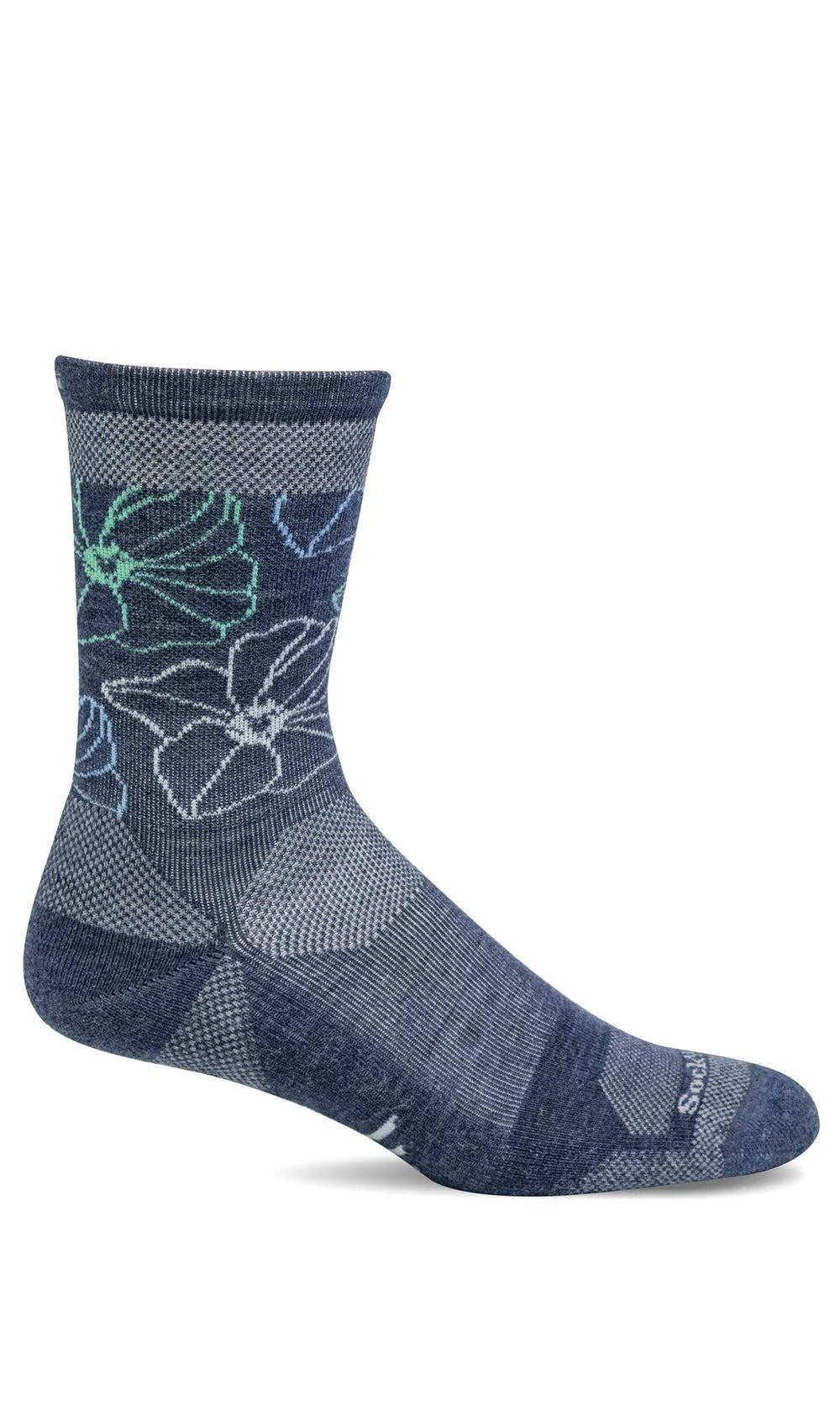 Petal Power Crew | Compression | Denim - Socks - Sockwell