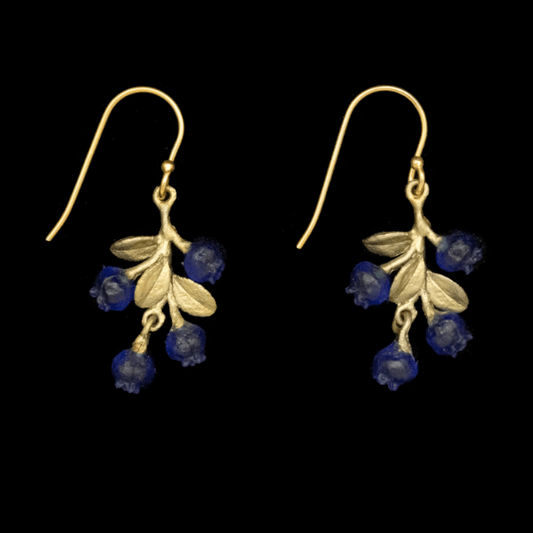 Petite Blueberry | Wire Earring | Bronze/ Cast Glass - Earring - Michael Michaud