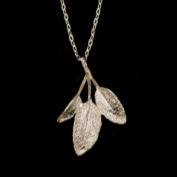 Petite Herb: Sage | 16" Pendant Necklace | Bronze - Necklace - Michael Michaud