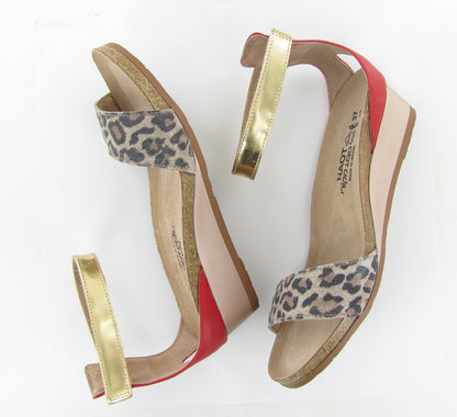 Pixie | Cheetah Suede/Kiss Red Leather/Gold Leather - Sandals - Naot