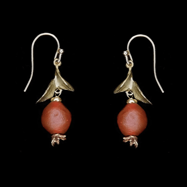 Pomegranate | Wire Earring | Bronze/ Cast Glass - Earring - Michael Michaud