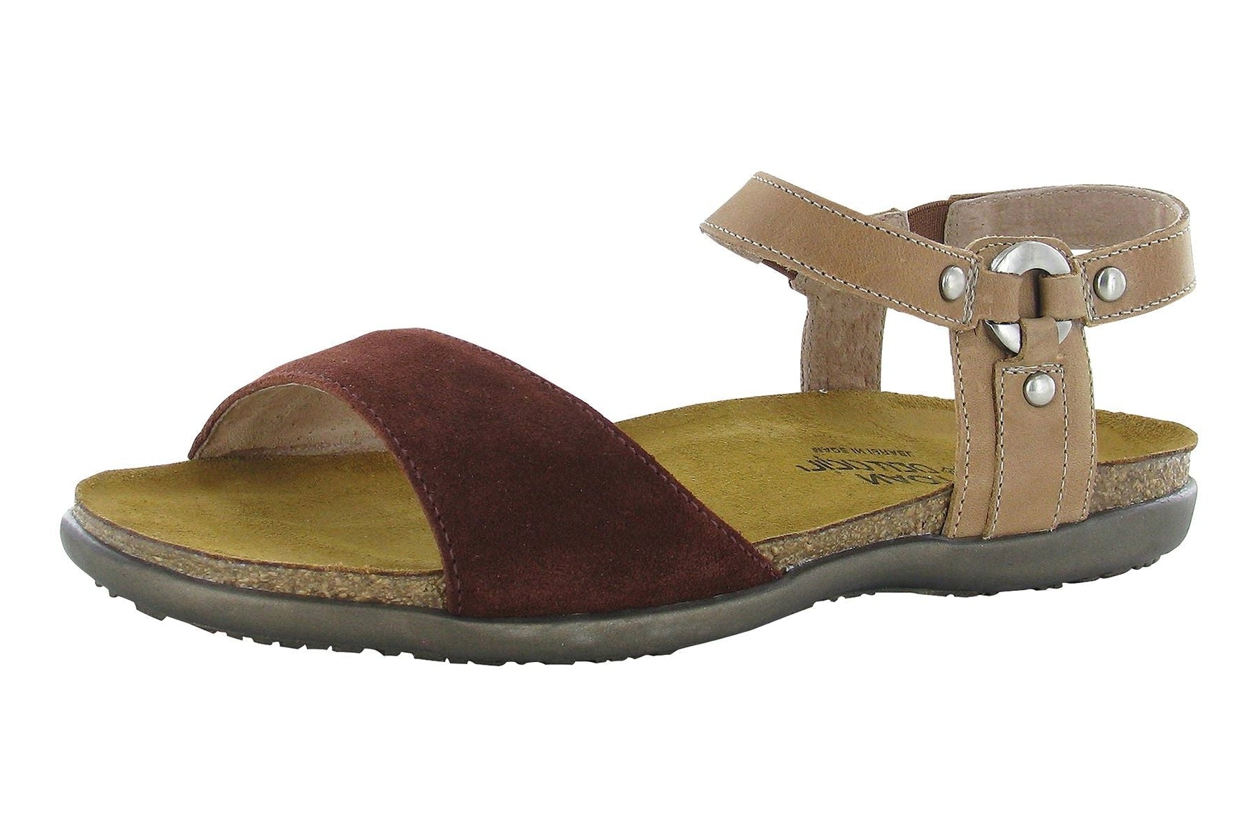 Sabrina | Rust Suede/Latte Brown Leather - Sandals - Naot
