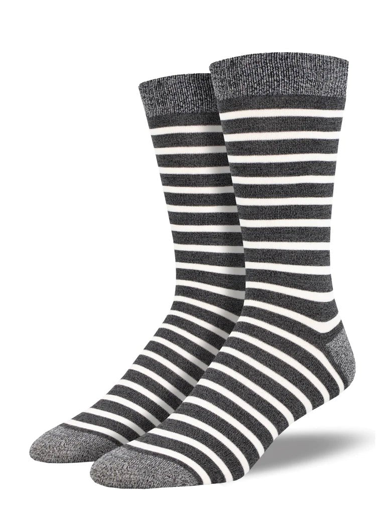 Sailor Stripe | Bamboo | Men | Charcoal/White - Socks - Socksmith