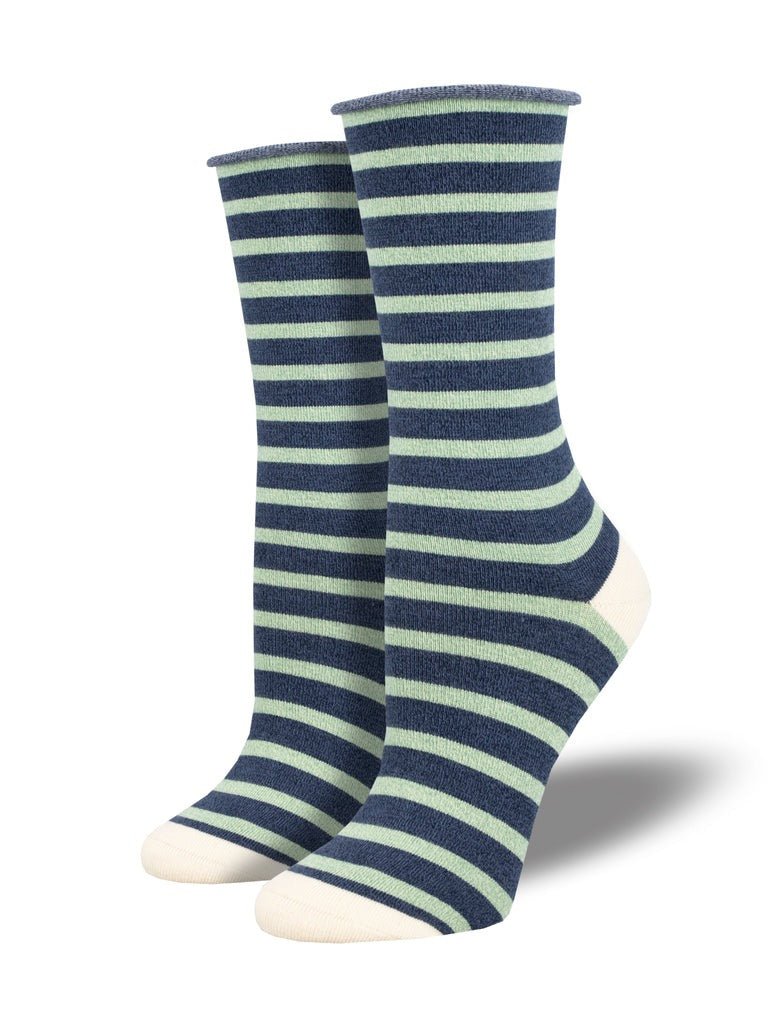 Sailor Stripe | Bamboo | Navy/Mint - Socks - Socksmith