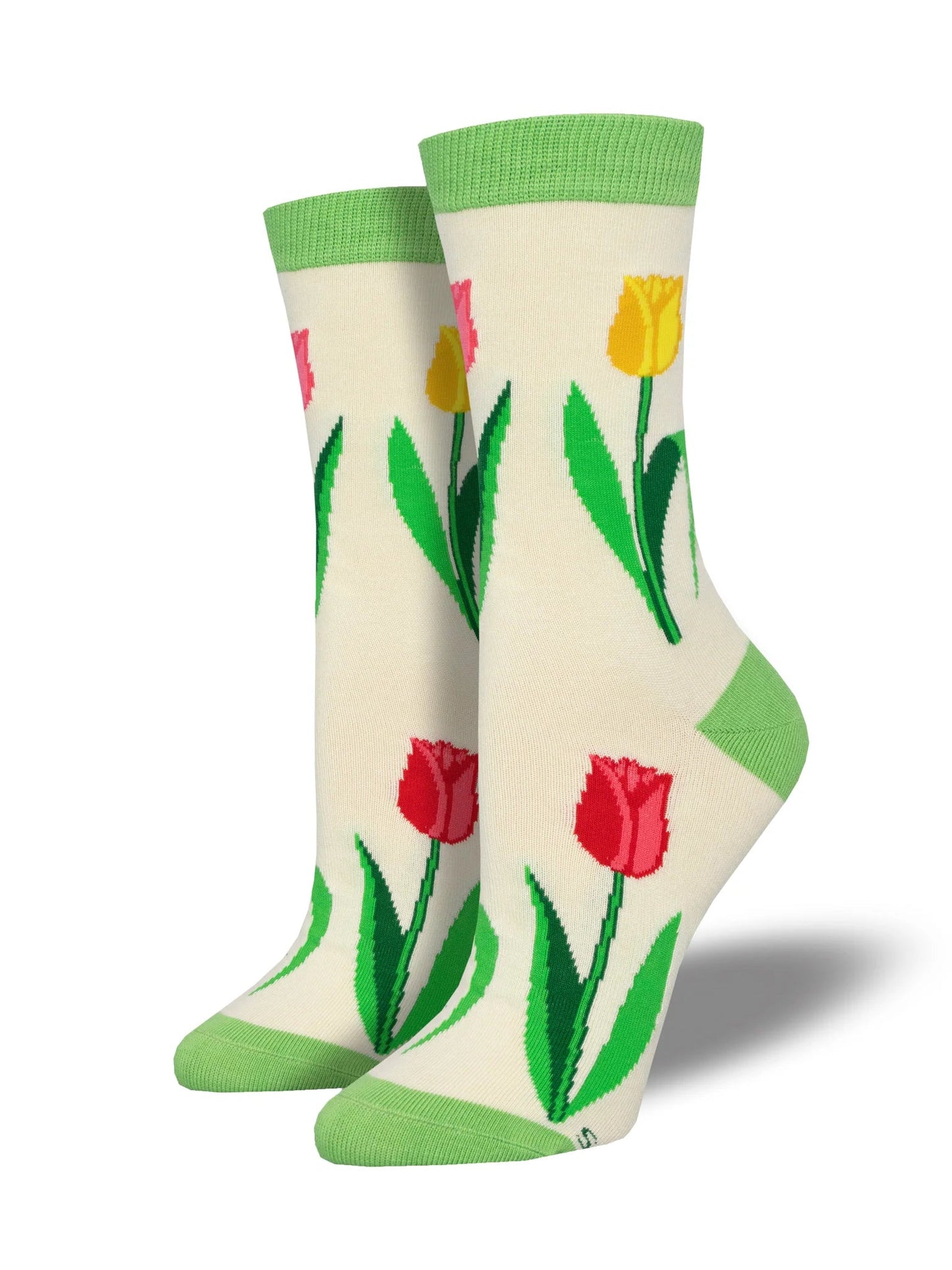 Spring Tulips | Bamboo | Ivory Heather - Socks - Socksmith