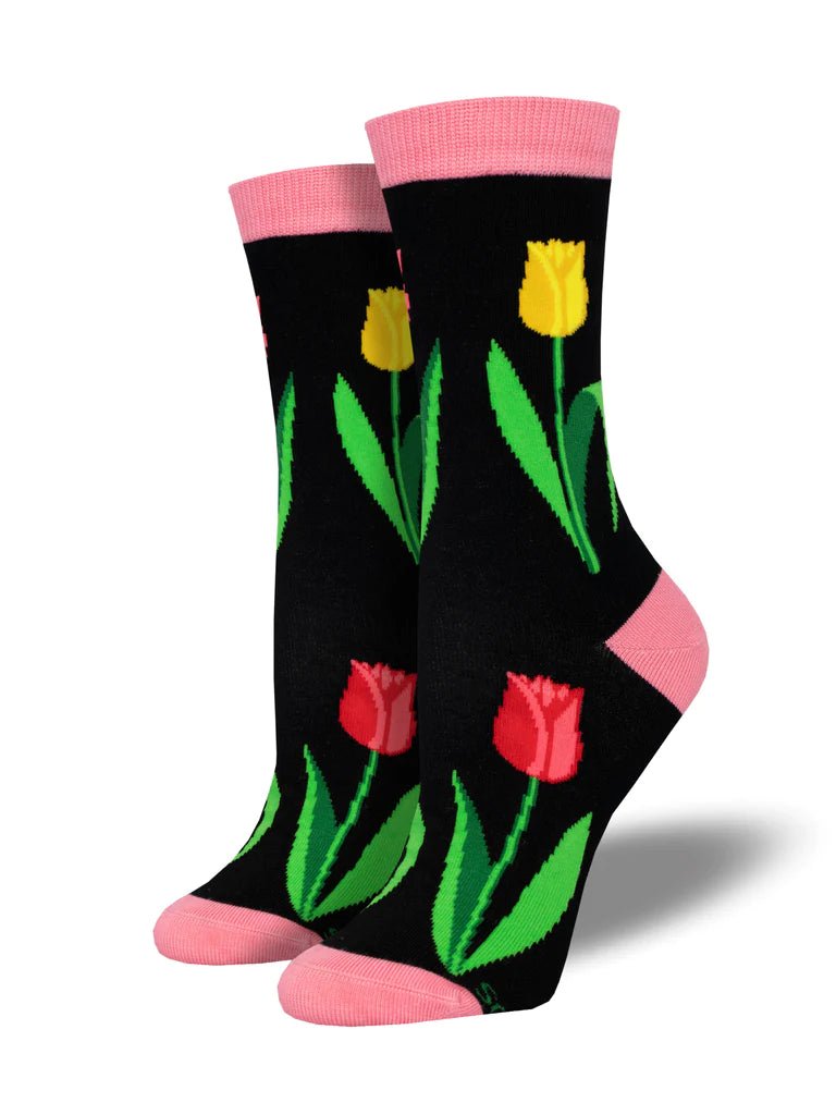 Spring Tulips | Women | Black - Socks - Socksmith