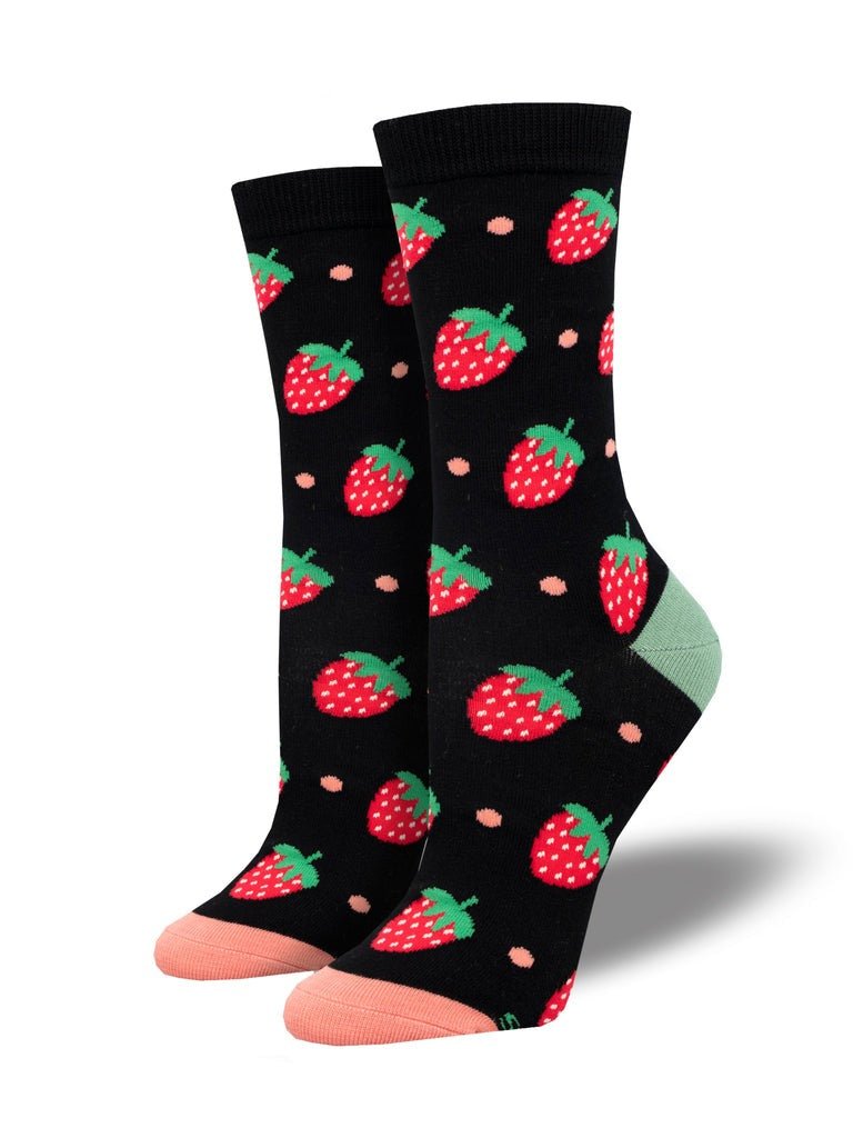 Strawberry Delight | Bamboo | Black - Socks - Socksmith