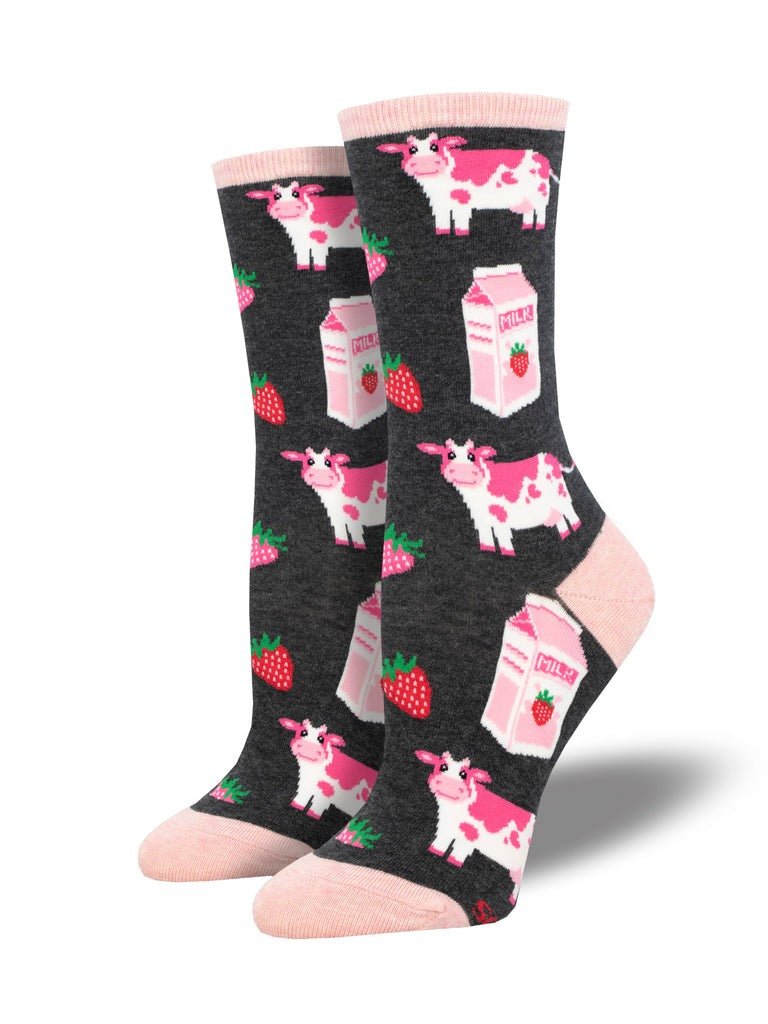Strawberry Milk | Charcoal Heather - Socks - Socksmith