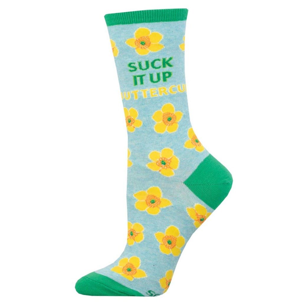 Suck It Up Buttercup | Blue Heather - Socks - Socksmith