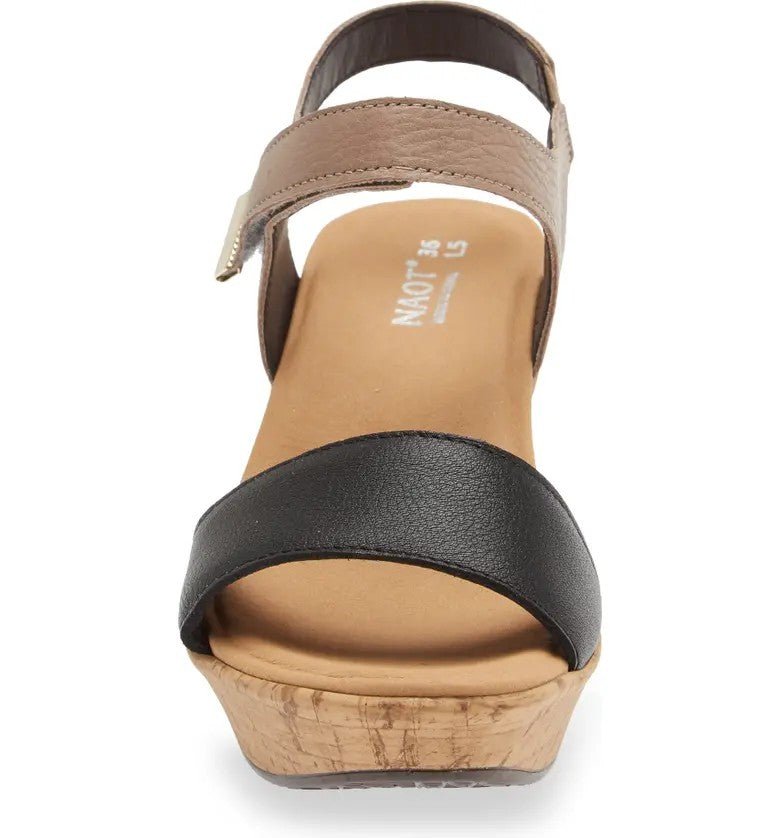Summer | Leather | Soft Black/Stone - Sandals - Naot