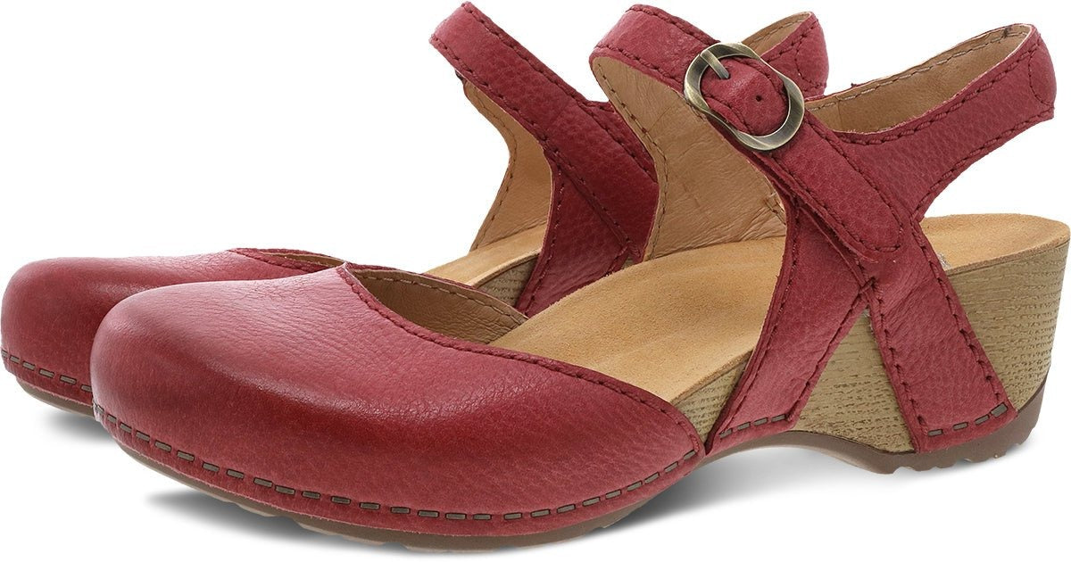 Tiffani | Milled Burnished Leather | Red - Shoes - Dansko