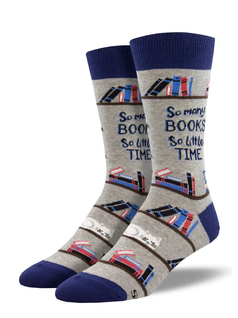 Time For A Good Book | Men | Gray Heather - Socks - Socksmith