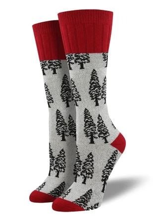 Trees | Outlands Boot Sock | Light Gray - Socks - Socksmith